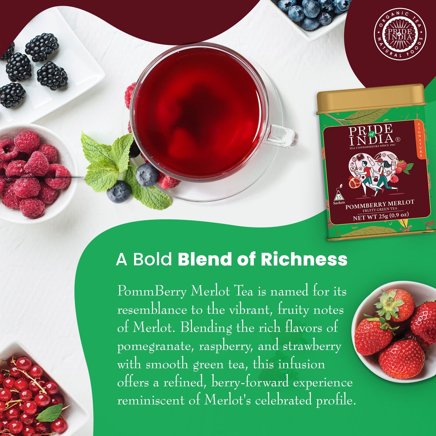 PommBerry Merlot - Fruity Green Tea Bags